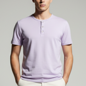Camiseta Henley Modal Lavanda Pastel