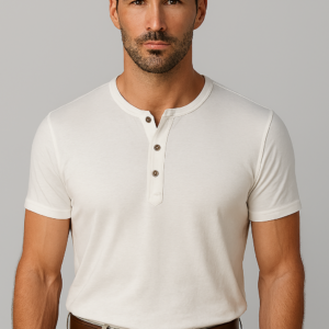 Camiseta Henley Masculina Ressonâncias Tropicais Off-White